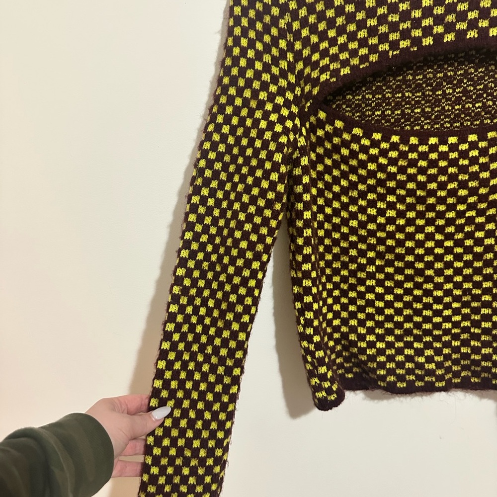 Maroon and Yellow Checkered Sweater - Picture 3 of 5